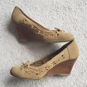Seychelles suede stacked wedge